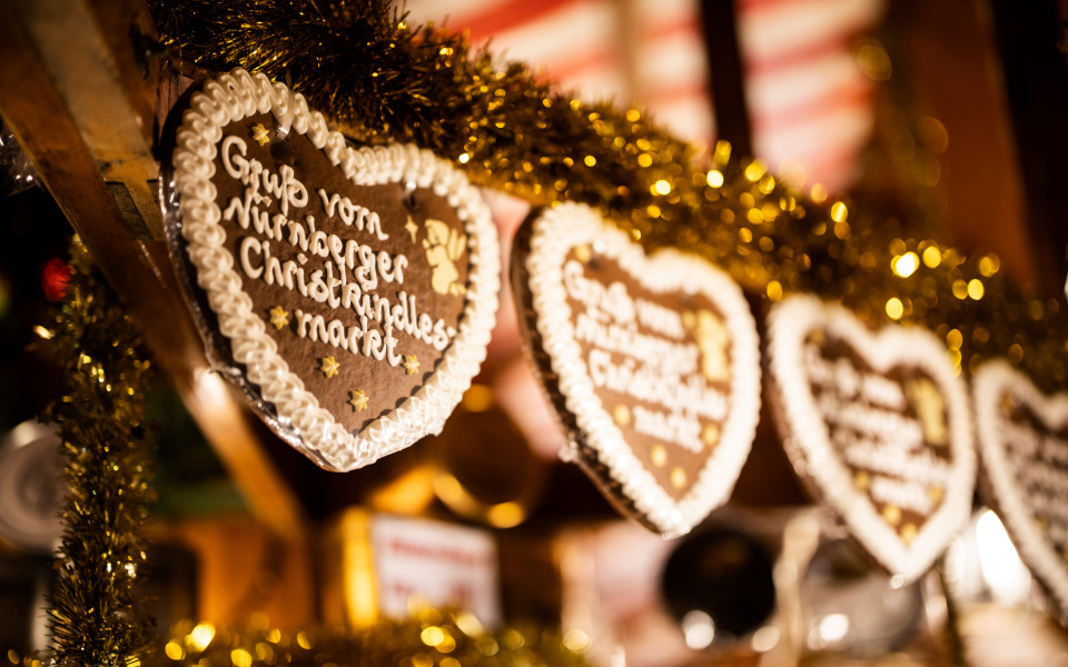 Lebkuchenherzen auf dem N&uuml;rnberger Christkindlesmarkt